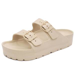 lot 20417 image: L LOUBIT Women Platform Sandals with Arch Support Pillow Soft Adjustable Buckle Slides Lightweight Summer Beach Slippers Non-Slip Shower Shoes Khaki 38 - Retail $20