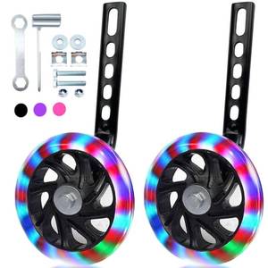 lot 20427 image: YTKD Training Wheels for Bicycle Compatible for Bikes of 12 14 16 18 20 Inch Flash Mute Wheel (black) - Retail $26