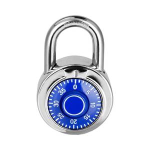 lot 20433 image: HZSY Combination Padlock 1 Pack, Fixed Dial Combination Padlock with Different Combinations, 2 in. Wide. Blue Turntable, Lock for Gym & Locker, School, Toolbox, and More - Retail $8