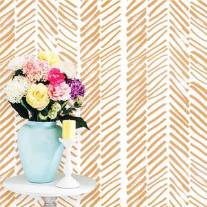lot 20440 image: Guvana Orange Line Wallpaper Boho Self Adhesive Wall Paper Striped Peel and Stick Wallpaper Modern Waterproof Contact Paper for Bedroom Bathroom Cabinets Decor 17.7�118 - Retail $8