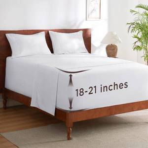 lot 20452 image: Bedsure Deep Pocket King Sheet Set - Fits Mattresses Up to 21 Inches Thick - 4 Piece GentleSoft Bed Sheets, Moisture Wicking, Soft & Cooling Bedsheet & Pillowcases, Easy & Secure Fit, White - Retail $45