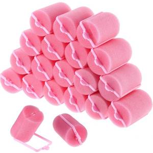 lot 20462 image: Geyoga 18 Pieces Sponge Hair Rollers Large Soft Foam Hair Styling Curlers Large Size Hairdressing Curlers for Women(Pink,1.6 x 2.8 Inches) - Retail $9