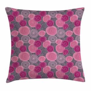 lot 20464 image: Ambesonne Pink and Grey Pillow Cushion Cover Pack of 2, Doodle Style Lace Swirled Circle Flower Pattern Ornamental Flourish, Decorative Square Accent Pillow Case, 2 Pcs-16 x 16, Fuchsia Magenta Grey - Retail $11