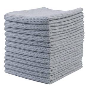 lot 20466 image: POLYTE Premium Microfiber Kitchen Dish Hand Towel Waffle Weave 12 Pack (16x28 in, Gray) - Retail $33