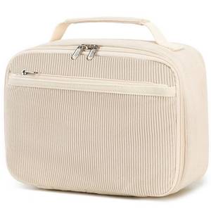 lot 20472 image: Bluboon Kids Girls Lunch Bag Insulated Lunch Box for school Corduroy Lunch Cooler Organizer School Kids Lunch Tote (Corduroy-White) - Retail $18