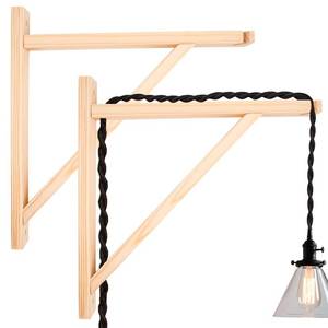 lot 20476 image: 2 Pack Wall Mount Natural Wood Bracket Solid Bracket Shelf Supports Kits for Sconces Pendant Lights Swag Lamps Lighting Lamps Hanging Farmhouse Design DIY Project with Screws - Retail $15