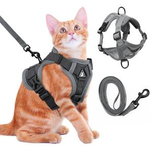 lot 20477 image: Cat Harness and Leash for Walking Soft Cat Harness Escape Proof, Adjustable Kitten Harness Cat Leash Reflective Strips Jacket, Breathable Cat Vest Harness Set for Kitten Easy to Wear Outdoor Walking - Retail $8