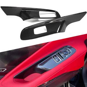 lot 20485 image: Yipmotiv Car Window Lift Switch Panel Cover Trims for C8 Corvette 2020 2021 2022 2023 2024, Genuine Carbon Fiber Interior Window Button Frame- C8 Coupe ONLY - Retail $159