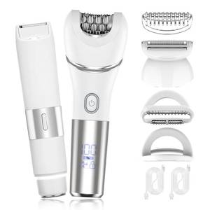 lot 20495 image: Zesuti Epilators Hair Removal for Women-2 in 1 Eletctric Razors for Women,Dual Head Bikini Trimmer for Pubic HairLady Facial Razor,Cordless Epilator Body Shaver for Smooth WetDry Shaving,Led Light - Retail $28