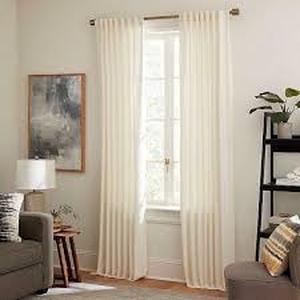 lot 5981 image: Twodrapes. Memory-Trained White Curtain Panel Approximately 75 by 60 in - Retail $25