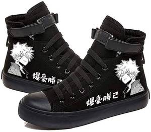 lot 1380 image: Anime MHA Shoes Unisex Canvas Sneakers High Top Lace ups Bakugou Katsuki Todoroki Shoto Hawks Dabi Shoes 37 - Retail $38