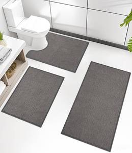 lot 1382 image: chakme Bathroom Rug Sets 3 Piece, Ultra Thin Bath Mat Quick Dry Bath Mat Set, Absorbent Bath Mat for Bathroom Non Slip Machine Washable, (Dark Grey, 3 Piece) - Retail $40