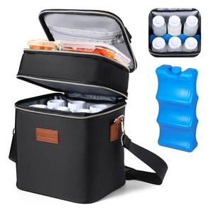 lot 1386 image: PIIOSER Breastmilk Cooler Bag with Ice Pack Fits 6 Baby Bottles Up to 9 Ounce, Insulated Baby Bottle Tote Bags, Double Layer Waterproof Leak-Proof with Shoulder Strap for Nursing &Working Mom - Retail $18