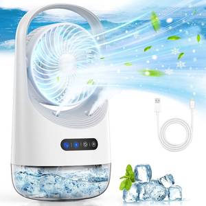 lot 1390 image: Portable Air Conditioners, Mini Air Conditioner with 120° Autorotation, Air Cooler with 7-color night light and force 3 winds, Portable Air Conditioner with Office, Bedroom, Room, Home & Camping - Retail $70