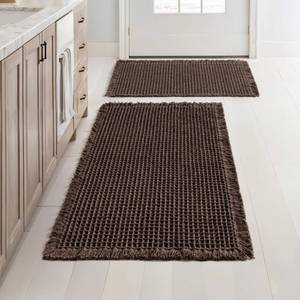 lot 1400 image: MIULEE Set of 2 Waffle Bathroom Rugs, Boho Bath Rugs Non Slip Washable, Super Absorbent Bath Mats, Ultra Soft Rubber Backed Shower Mats for Bathroom Floor, Tub, Chocolate, 17x2418x30 - Retail $38