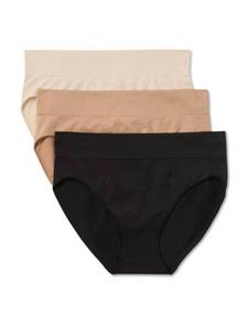 lot 2006 image: Warners Womens Blissful Benefits No Pinching No Problems Dig-Free Seamless Stretch 3-Pack Bikini WRW251BK10, ButterscotchToasted AlmondBlack, Medium - Retail $10