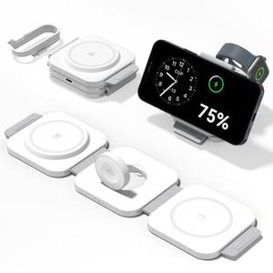 lot 2008 image: 3 in 1 Charging Station for Apple Multiple Devices, Foldable Magnetic Fast Wireless Charger Dock, Travel Charging Pad for iPhone 17 16 15 14 13 12 Pro Max Plus Apple Watch Series & AirPods 432Pro - Retail $16
