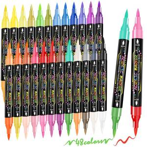 lot 2016 image: WINSONS 48 Colors Dual Tip Acrylic Paint Pens Markers, 24 Set Permanent Acrylic Paint Pens, Waterproof, Quick-Dry, Ideal for Rock Painting, Canvas, Glass, Wood, Ceramic, DIY Crafts & Art Supplies - Retail $10