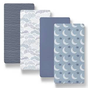 lot 2017 image: The Peanutshell Baby Bassinet Sheets 4-Pack for Girl or Boy - Soft, Oval & Fitted Baby Girls or Boys Sheet, Rectangle, Fitted Covers for Crib, Halo Bassinet Mattress - Soft Cloud - Retail $20