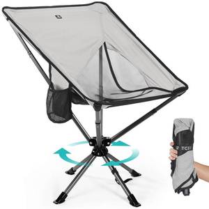 lot 2018 image: TCEK Swivel Portable Chair - Small Compact Collapsible Folding Chairs for Adults, Setup in 8 Seconds, Lightweight Outdoor Backpack Chair for Camping, Travel, Hiking, Beach, Support 300 LBS - Retail $100
