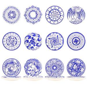 lot 2021 image: Bbiamsleep 24-Piece 7-Inch Blue and White Floral Paper Plates - Disposable, Elegant, Round, Glossy, Chinese Pattern, Perfect for Parties, Picnics, Birthdays, Anniversaries - Retail $7