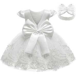 lot 2028 image: 3M-3T Toddler Baby Girls Dresses Pageant Wedding Flower Girls Dress Formal Gowns Embroidered Lace Dress  Headwear - Retail $36