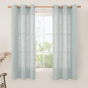 lot 2039 image: LAMIT Sheer Linen Curtains 63 inches Long for Bedroom, Bronze Grommet Linen Drapes Light Filtering Semi Sheer Curtains for Small WindowKitchen, 2 Panels, 34 x 63 Inch, Greyish Blue - Retail $27