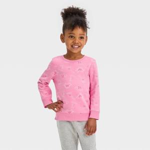 lot 2382 image: Toddler Girls Fleece Sweatshirt - Cat &amp Jack Pink 5T - Retail $8