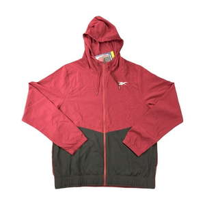 lot 2386 image: Reebok Men s Full Zip Color Block Drawcord Adjustable Hood Training Woven Jacket (MaroonBlack  L) - Retail $27