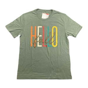 lot 2389 image: State of Mine Women s Short Sleeve Fall Harvest Graphic Tee (Green  XS) - Retail $13