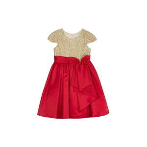 lot 2391 image: Toddler Girls Cascade Bow Dress Embro Red 4T - Retail $74