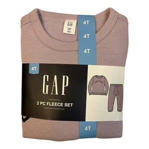 lot 2396 image: GAP Girl s Toddler 2-Piece Long Sleeve & Jogger Pant Fleece Set (Lavender Frost  4T) - Retail $29