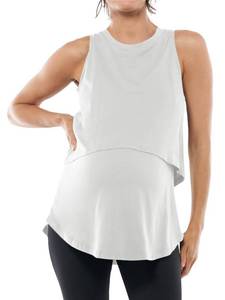 lot 2412 image: Tankaneo Womens Summer Maternity Nursing Tank Tops Sleeveless Double Layer Breastfeeding Shirt Pregnancy Clothes White XL - Retail $17