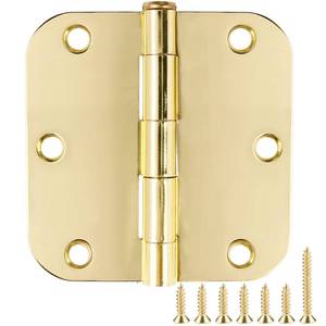 lot 2413 image: 12 Pack Interior Door Hinges 3.5 inch X 3-12 58 Radius, Polished Brass 3 � Gold Round Standard Hinge for Bedroom Doors DIY Assembly Bi-fold Table Hardware Home Accessories House Eseentials - Retail $17