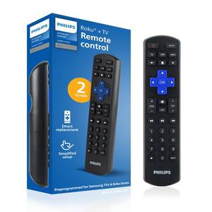 lot 2417 image: Philips Roku TV Remote Replacement, Compatible with Philips TV, ROKU TVTCLONNHisenseSharpElementWestinghouse, Black, SRP6320R27 - Retail $16