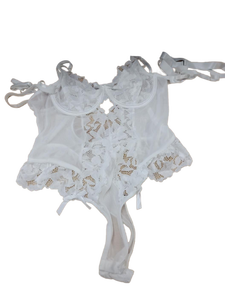 lot 2465 image: Ladies white lingerie bodysuit size S&nbsp