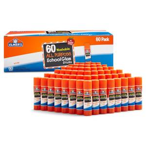 lot 2475 image: Elmers All Purpose School Glue Sticks Washable 7 Grams 60 Count, 1 Teacher Brand - Retail $11