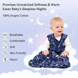 lot 2480 image: Unnivoll Baby Sleep Sack 0-6 Months 3 Pack 100% Cotton Lightweight 0.5 TOG Wearable Blanket Baby Sleep Bag with 2-Way Zipper for Newborn Infant Blue - Retail $28