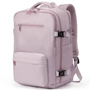 lot 3542 image: SHRRADOO Travel Laptops Backpack for Women Men, Casual Work Bag 17inch High School College Backpack Airline Approved Backpack for Hiking Business (Pink khaki) - Retail $16