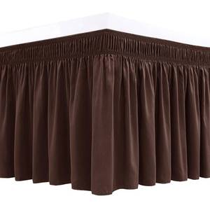 lot 4197 image: Biscaynebay Wrap Around Bed Skirts for Queen Beds 16 Drop, Brown Adjustable Elastic Dust Ruffles Easy Fit Wrinkle & Fade Resistant Silky Luxurious Fabric Solid Machine Washable - Retail $17