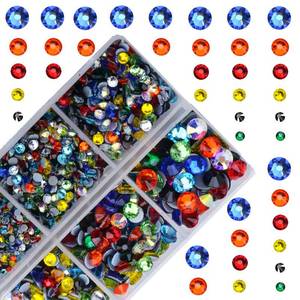 lot 4207 image: 4000Pcs Mixed Size Hot Fix Round Crystals Gems Glass Stones Hotfix Flat Back Rhinestones (Multi Color) - Retail $10