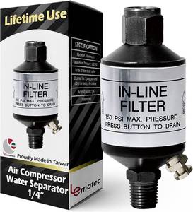 lot 4213 image: LE LEMATEC Air Compressor Water Separator, 14 NPT Inline Filter & Moisture Trap for Pneumatic Tools, HVLP Spray Paint Gun & Airbrush, Durable Compressed Air Dryer with Easy Drain Valve, AI303 - Retail $17
