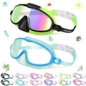 lot 4216 image: Vvinca 2 Pcs Kids-Swim-Goggles with Nose Cover, Swimming Diving Mask Wide View Anti Fog UV Anti Shattered Lens for Kids 3-5 - Retail $22