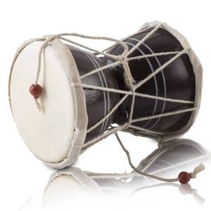 lot 4221 image: 5 Inch Small Handmade Traditional Authentic Wooden & Leather Classical Indian Folk Dumroo Damroo Damaru Hand Drum Percussion Instrument Set, Decorative Collectible Showpiece World Musical Instruments - Retail $12