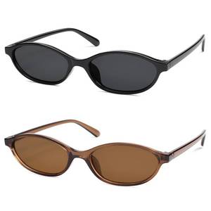 lot 4222 image: HERJOUR Retro Oval Cat Eye Sunglasses for Women Y2k Trendy Narrow Sunnies Designer Sun Glasses AR82253 - Retail $16