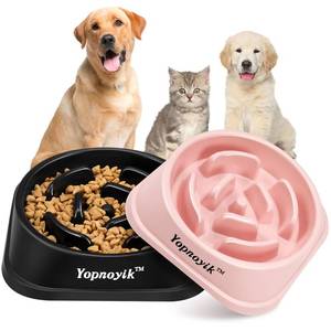 lot 4231 image: 2 Pack Slow Feeder Dog Bowls for Healthy Eating, Non-Slip and Anti-Choking Design, Reduces Bloating & Overeating for Medium Dogs and Cats, Easy to Clean - Retail $9