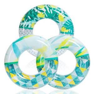 lot 4239 image: Inflatable Pool Floats with Glitters 32.5(3 Pack), Pool Floaties Tubes for Swimming Kids Adults Beach Outdoor Party Supplies - Retail $22