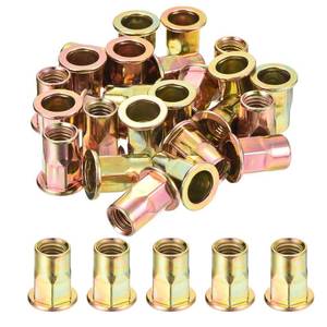 lot 4248 image: uxcell 25Pcs Half Hex Body Flange Rivet Nut, M8 Flat Head Carbon Steel Thread Insert Nut Zinc Plated - Retail $7