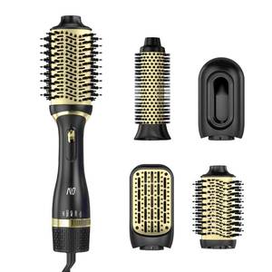 lot 5094 image: Nycoba Hair Dryer Brush, Multifunctional Hot Air Brush with Adjustable Heat Settings for Different Hair Types, Negative Ion Technology & Quick Drying, Black Champagne - Retail $100