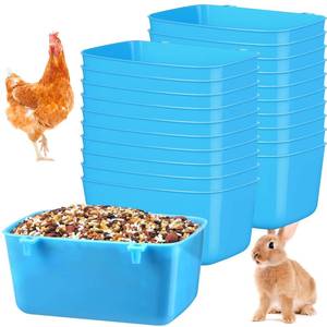 lot 5096 image: Zhehao 20 Pcs Bird Cage Cups Chicken Feeder Waterer Cups 18 oz Pigeon Feeder Plastic Poultry Wire Cage Hanging Rooster Chicken Water Bowl for Pet Bunny Gamefowl Poultry(Blue) - Retail $20